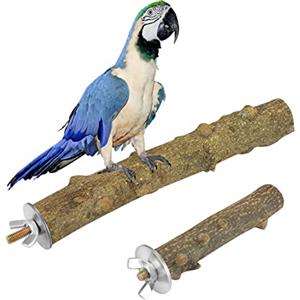 Andiker Bastone per macinare uccelli Bird Perches, Albero Naturale Ramo Birdcage Palo con foglie verdi, Paw Grinding Stick, Parrot Chew Giocattoli per pappagalli(10cm+20cm)