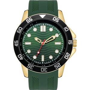 NUOVO Orologio da Uomo Sportivo Con Cinturino in Silicone - Impermeabile 30m, Grande, Casual, Alla Moda - Regalo Elegante, Verde, Minimalista