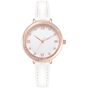 NUOVO Orologio da donna elegante orologio da donna con diamanti orologio carino per ragazze dolce orologio casual da donna orologi da donna cinturino in pelle PU orologio da polso, Weiß 03, Bracciale