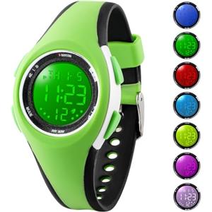 GUUMUXIN Orologi Bambini Digitale Ragazzi Ragazze,7 Colori Impermeabilità Orologi da Polso lampeggiante per Bambini Sport Outdoor Multifunzionali Orologi da Polso