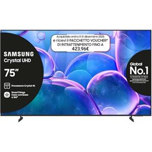 Samsung Crystal UHD 4K Smart TV 75'' UE75U7000FUXZT, Crystal 4K Processor, HDR, Smart Experience, OTS Lite & Adaptive Sound, Metal Stream Design, 2025