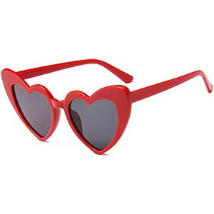 JFAN Occhiali Da Sole Cuore Donna Unisex Vintage Moda Cat Eye Occhiali A Forma Di Cuore Personalità Eyewear Taglia unica Rosso
