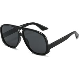 LJCZKA Retro Occhiali da Sole Pilota Donna Uomo Anni '70 Occhiali Montatura Grande Quadrati Doppio Ponte Classici Protezione UV400