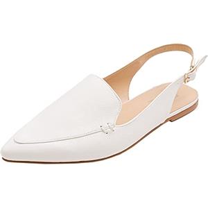 Feversole Womens Flat Pointed Toe Slingback Shoes，Scarpe da Ballettoda Donna Punta Appuntito Cinturino Regolabile Sandali