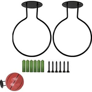 CaiYuanGJ 2 Pezzi Portapalle, Portapalle Sportivo, Supporto per Pallone da Calcio, Portapalla da Parete, Supporto da Parete per Palloni, per Pallacanestro Calcio Display di Stoccaggio, con Viti, Nero