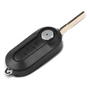 1neiSmartech Guscio E Lama Estraibile Per Telecomando 3 Tasti Ricambio Compatibile Per Chiave Auto Fiat 500, Punto, Panda, Non Inclusi Trasponder/Chip/Batteria (Guscio + Lama SIP22 + Copripulsanti)