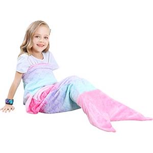 VHOME Coperta a forma di sirena per bambini, calda, per il soggiorno, per il compleanno di Natale, per il compleanno (rosa 1, bambini, 120 cm x 48 cm)
