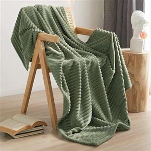 QOFLY Morbida e Accogliente Coperta per Divano in pile di Flanella,Coperta in Microfibra per Divano TV Divano Letto, Poltrona per Decorazioni per La Casa,（150 x 200 cm Verde Oliva…