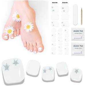 DUKASOU Smalto Adesivo per Unghie Piedi - 26 Pezzi Unghie Gel Adesive UV Full Wraps Unghie Adesivi Decalcomanie Autoadesive Gel Nail Stickers Durata for Toenails per Donne