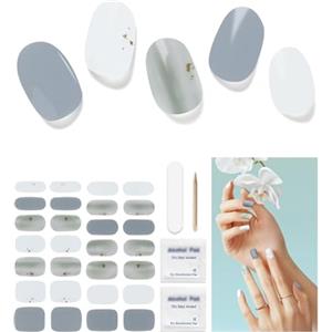 DUKASOU Unghie Gel Adesive UV - 28 Pcs Smalto Adesivo per Unghie Adesivi Unghie Gel Nail Stickers Full Wraps Lampada LED Adesivi per Unghie in Gel per Donne Ragazze Curati Con Lima per Unghie e Stick