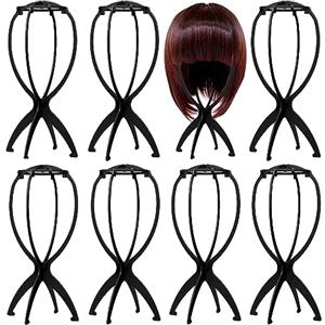 FORYNXHWIN 8 supporti per parrucche, portatili, pieghevoli, in plastica nera, per parrucche (11,8 x 32,5 cm)