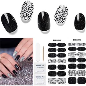 DUKASOU Unghie Gel Adesive UV - 28 Pcs Smalto Adesivo per Unghie Adesivi Unghie Gel Nail Stickers Full Wraps Lampada LED Adesivi per Unghie in Gel Curati Con Lima per Unghie e Stick per Donne Ragazze