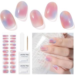 DUKASOU Unghie in Gel Adesive - Confezione da 22 Pellicole per Smalto, Strisce Autoadesive per Nail Art