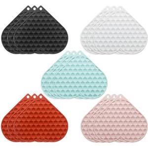 HW CASA Sottopentola in TPR,Presine da Cucina,Set di 15 Pezzi,10x10 cm,Durevole,Flessibile,Resistente al Calore,Adatto per Tazze da Caffè, Tazze e Bicchieri (Cuore)