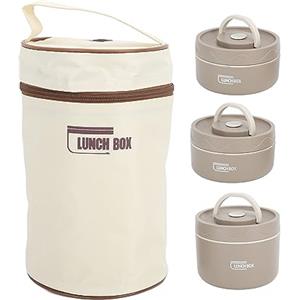 TOPINCN Contenitore per il Pranzo Isolato in Acciaio Inossidabile 304 con Borsa Termica Contenitori per il Pranzo Sigillati per Alimenti Box Termico Portatile Multifunzione (3