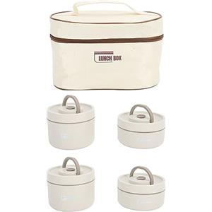 TOPINCN Contenitore per il Pranzo Isolato in Acciaio Inossidabile 304 con Borsa Termica Contenitori per il Pranzo Sigillati per Alimenti Box Termico Portatile Multifunzione (4 pezzi)