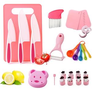 AYSOW Coltelli da Cucina per Bambini, Coltello da Frutta in Plastica Coltelli Coltello Bambini Montessori 24 pezzi,Regalo di Natale o di compleanno perfetto per Set Coltelli da Cucina ai 3 anni