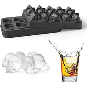Fine jade2 3D Cranio Cubetti di Ghiaccio Teschio Stampi Ghiaccio Silicone Vassoio per Cubetti di Ghiaccio con Teschio 3D con Coperchio per Whisky,Cocktail,Liquori,Gin e Birra,Stampi per Cubetti di Ghiaccio
