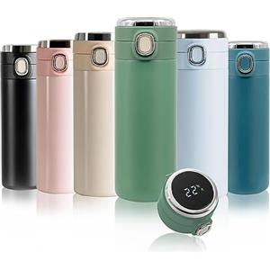 m MU Borraccia Termica, Bottiglia Termica Senza Perdite - 400ML, Intelligente LED Temperatura Display Touch Smart, Senza BPA Borracce, per Bambini, Scuola, Sport, Campeggio, Yoga, Palestra/VERDE