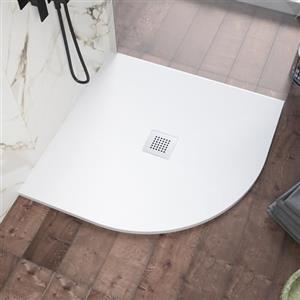 Parama Piatto Doccia 80x80 cm Semicircolare Marmoresina Bianco Effetto Pietra Ultraslim Antiscivolo