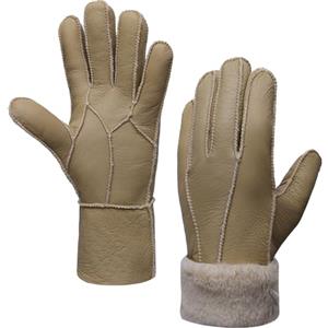 MGGMOKAY Donna Guanti in pelle,Pecora Shearling Caldo invernali Guanti,Beige,M