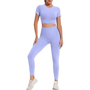 HANERDUN 2 PCS Set da Abbigliamento Sportivo da Palestra Senza Cuciture, Yoga Gym Leggings da Yoga a Vita alta e Reggiseno Sportivo e Top Sportivo