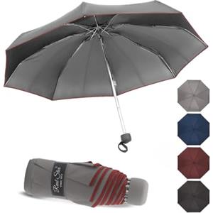HW CASA Mini Ombrello Tascabile,Solo 18 Centimetri Ombrello Portatile,Stecche per Ombrello Antivento in Lega di Alluminio Ultraleggera da 236g,Mini Ombrello da Viaggio,Ombrello Donna e Uomo (Grigio)