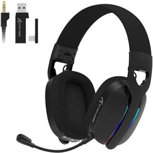 MAMBASNAKE x ATTACK SHARK L90 Cuffie da gioco wireless ultraleggere e galleggianti, suono surround 7.1, BT5.3/2.4Ghz/cablate, RGB, driver al neodimio da 40 mm, per PC/PS4/PS5/Switch/Xbox-Nero