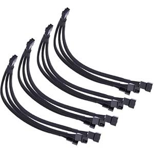YMWALK Cavo ventola PWM a 4 pin Cavo adattatore splitter ventola Convertitore da 1 a 3 vie Splitter a forma di Y Cavo di prolunga con maniche nere per custodia host (confezione da 4)