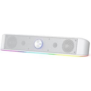 Redragon GS560 RGB Desktop Soundbar, Altoparlante per computer a 2.0 canali con barra di illuminazione dinamica Sincronizzazione/Display Audio-Luce, Retroilluminato Touch Control con manopola del
