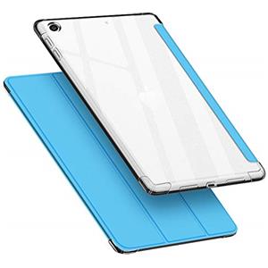 VAGHVEO Custodia per iPad 10,2 Pollici 2021 9a Generazione /8a Gen 2020/iPad 7a 2019 Cover, Antiurto Flessibile e Trasparente in Gomma TPU Case Sottile Leggera Tri-Fold Shell, Auto Sveglia/Sonno, Blu