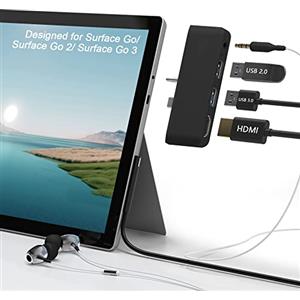 Yeemie Microsoft Surface Go Docking Station, accessorio 4 in 1 con HDMI 4K + hub porta USB 3.0 + adattatore audio da 3,5 mm per Surface Pro e Go