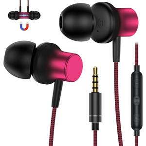 AIAUXAI Auricolari In-Ear Cuffie Nylon Cuffiette con Filo e Microfono Hi-Fi Stereo Isolamento Acustico Jack 3,5 mm per iPhone iPad Galaxy Huawei Redmi OPPO OnePlus Laptop Android Magnetico Cuffie per donne