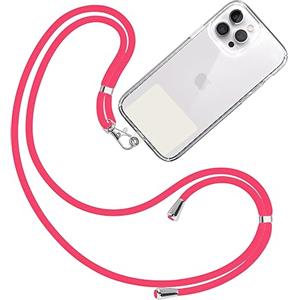 TBOC Cordino Catenella Laccio Strap Porta Cover [Fluoro Rosa] Toppa di Fissaggio [Bianco Ice] Telefono Cellulare Collo - Tracolla Catenina con cordini Accessori Telefoni Universale Laccetti