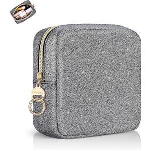 Playexen Beauty Case da Viaggio Trousse Trucchi Donna Pochette in Pelle Brillantini Borsa per Cosmetici Organizer Borse Makeup Trucco Organizer Portatile Accessori Viaggio per Ragazza Donna Compleanno(Nero)
