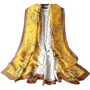 WEIGEER Sciarpa di seta da donna Silk Scarf Women Shawl Neckerchief Head Wrap Beach Scarf Vintage Bridal Shawl Chiffon Scarf Muslim Colorful Cloth Christmas (iture gialle)