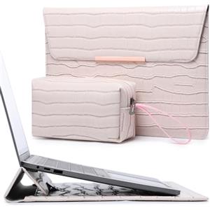 HYZUO 15 Pollici Donna Custodie per PC Portatili con Supporto per MacBook Air 15 M4 M3 A3241 A3114 M2 A2941 2025-2023, Pro 15, 15 Surface Laptop 7-3, con Borsa Accessori, Modello Coccodrillo Albicocca