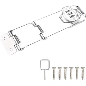 FOGAWA 4 Pollici Serratura a Combinazione Serrature con Combinazione Blocco Codice a 3 Cifre con Viti Fibbia Serratura Hasp Lock per Armadietti, Cassetti e Porte(Argento)