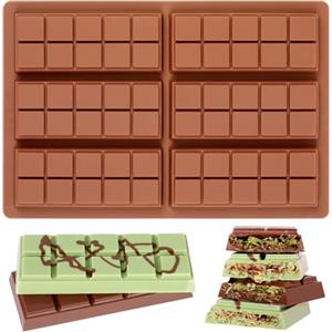 AVANA Stampo per cioccolato in silicone per 6 tavolette di cioccolato fai da te, senza BPA, antiaderente, stampo in silicone marrone (forma 2)