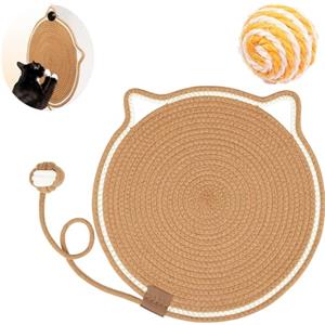 AzulLanse 42 cm Tappeto tiragraffi gatto graffiatoio gatti,palla da graffiare,tiragraffi per gatti in corda di cotone,Scratch pad a forma di orecchio di gatto,1 palla in sisal-marrone