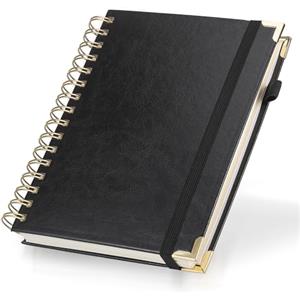 JIANTA Quaderno a Spirale A5 Foderato, Diario di Carta Rigato 320 Pagine, Quaderni Rilegati a Spirale per Scrivere, Diario con Copertina Rigida in Pelle per Donne Uomini Lavoro Ufficio Scuola