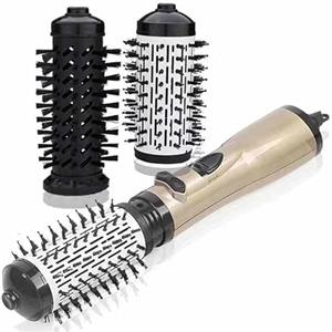 Gaogodot Spazzola rotante per asciugacapelli, spazzola 3 in 1 con due testine di ricambio, piastra ionica per capelli a secco, spazzola rotante automatica a caldo (oro).