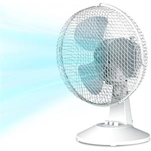 COMFEE' CFT23PW00A2 23CM Ventilatore da Tavalo, 25W Silenzioso Ventilatore Con 3 Pale, 2 Livelli di Velocità, Oscillazione 90°, Efficiente e adatto per casa e ufficio, Bianco