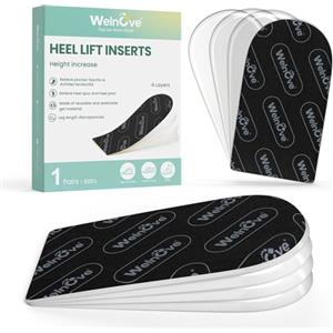 Welnove Talloniera in Silicone - Plantare da Fascite Plantare, Previene il Dolore al Tallone,Spina Calcaneare, la Tendinite,Talloniere Scarpa(Black, 4 Layers: S)