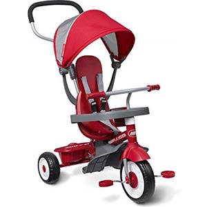 Radio Flyer 4-in-1 Stroll 'N Trike, Triciclo evolutivo con maniglione, Triciclo rosso per bambini da 1 a 5 anni