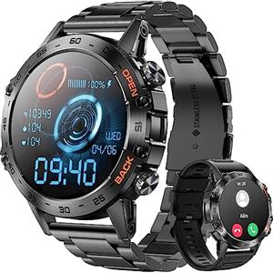 PODOEIL Smartwatch militare in metallo da uomo, 1.39 HD Screen Tattico Outdoor Rugged Watch con Health Monitor, 108 Modalità Sportive Activity Tracker Smart Watch per iPhone Andriod Samsung