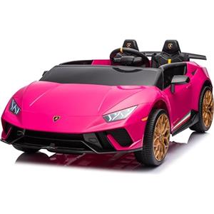 Mondial Toys Macchina Elettrica per Bambini Lamborghini Huracan Spyder 2 Posti con Ampio Sedile in Pelle - Auto Elettrica per due Bambini 24V Con Ruote in Gomma Full Optional (Rosa)