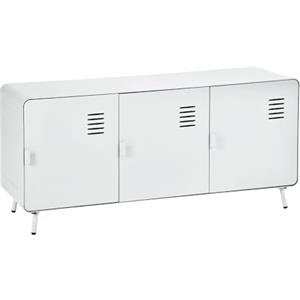 MEUBLE COSY Mobile TV Credenza con 3 Ante e Ripiano Consolle Tavolino per Soggiorno Cucina Camera da Letto Ufficio, Industriale, Metallo, Bianco, 120x40x57cm