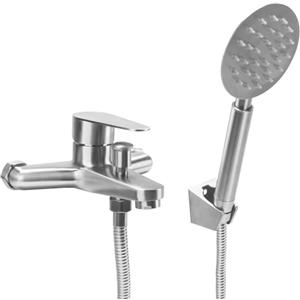FALSKT Rubinetto Vasca da Bagno con Doccetta, Miscelatore Vasca da Bagno in Acciaio Inox, Rubinetto Doccia da Muro Monocomando, Miscelatore Doccia Esterno, per Bagni, Vasche, Argenteo