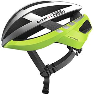 Abus Casco per bici da corsa ABUS Viantor Quin - Casco da bici intelligente con rilevamento delle cadute e sistema di allarme SOS - Per uomini e donne - Giallo, taglia M